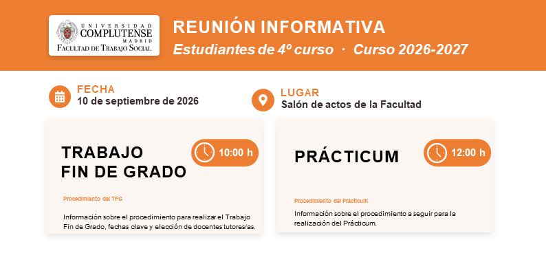 Reunión Informativa para Estudiantes 4º curso 2026-2027: Practicum y TFG